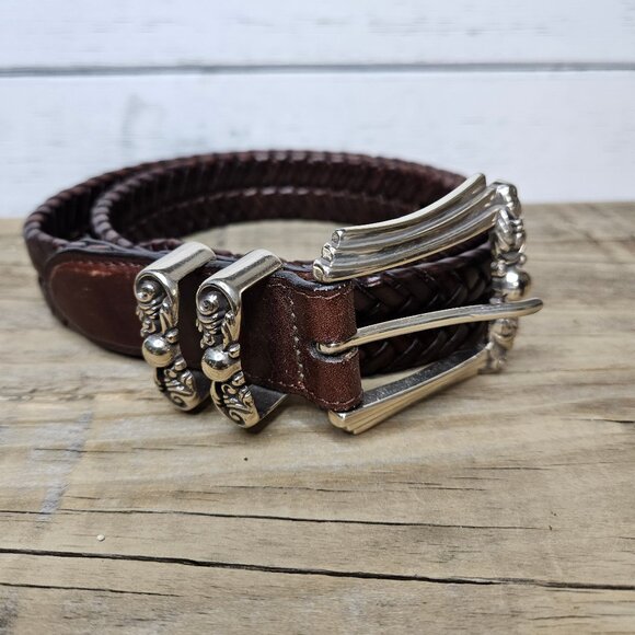 Authentic Vintage Brighton Leather Belt size M -30 Braided #97087 - Picture 1 of 7